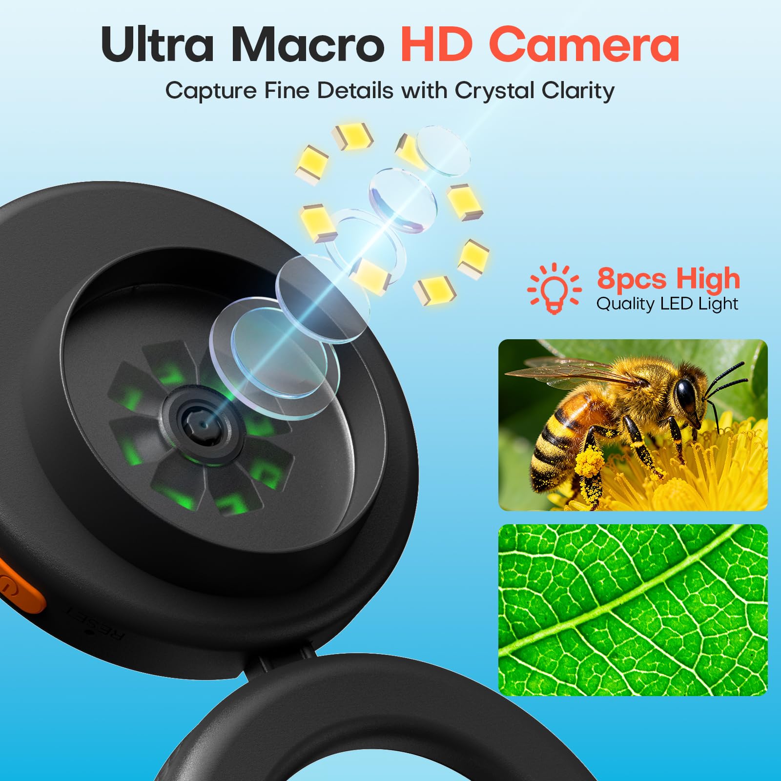 Mini Microscope numérique Portable pour Enfant: électronique Microscope de Poche 500X avec écran HD 2", éclairage LED, Loupe Portatif - Scientifique Cadeau STEM pour Enfant 5-12