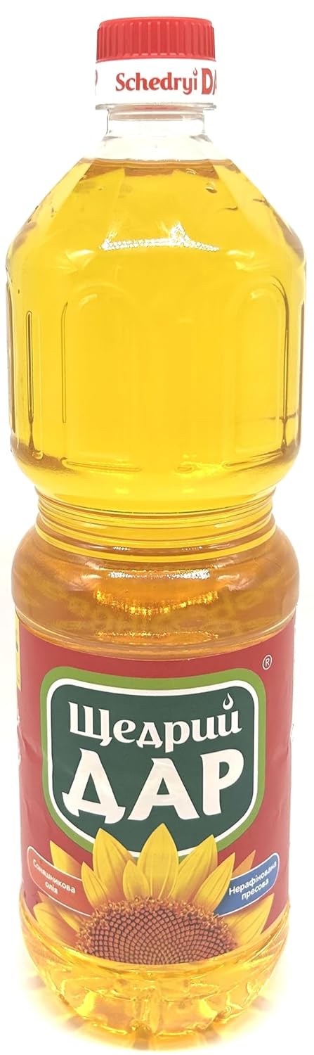 Schedryi Dar Fragrant Unrefined Sunflower Oil Cold Pressed Higher Grade 31.1 fl oz / 920 g (2 Pack)