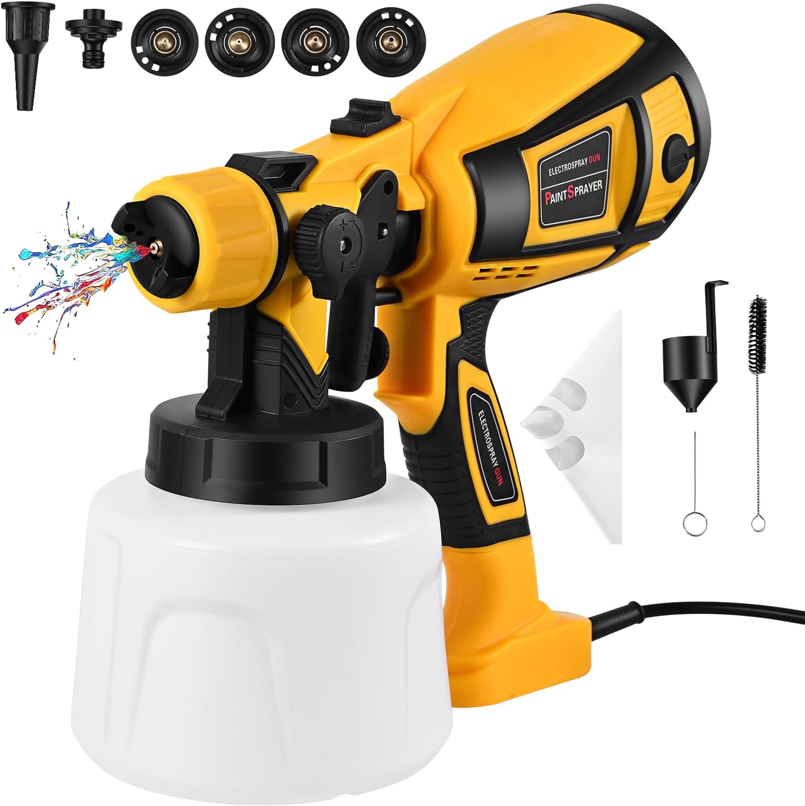 Pistolet à Peinture électrique – 500W, Débit 800ml/min, 4 Buses, 3 Modes