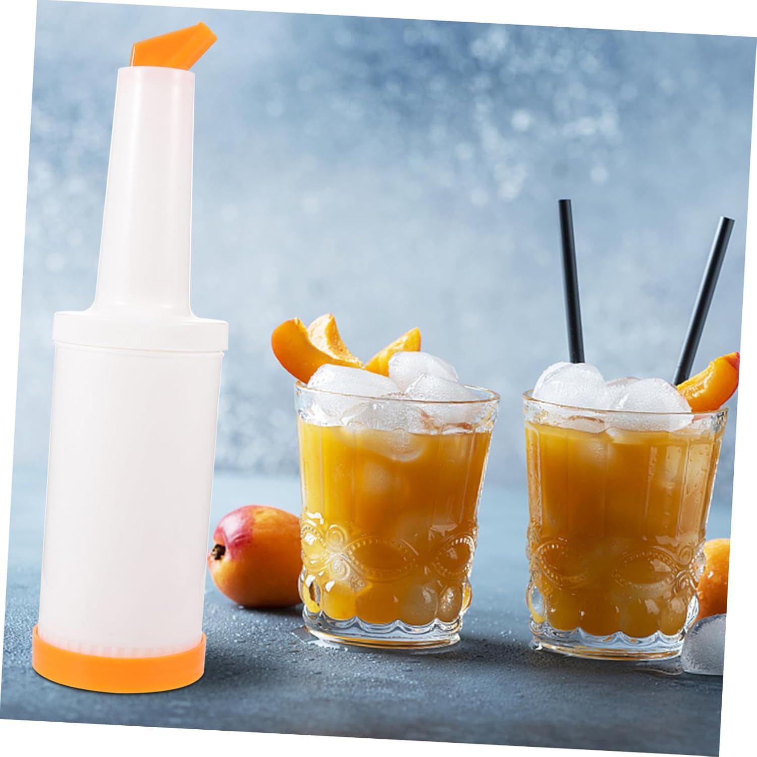 6pcs Plastic Fruit Juice Containers Wide Spout Liquor Pour Bottles for Bartending Bar Home Leakproof Easy to Clean