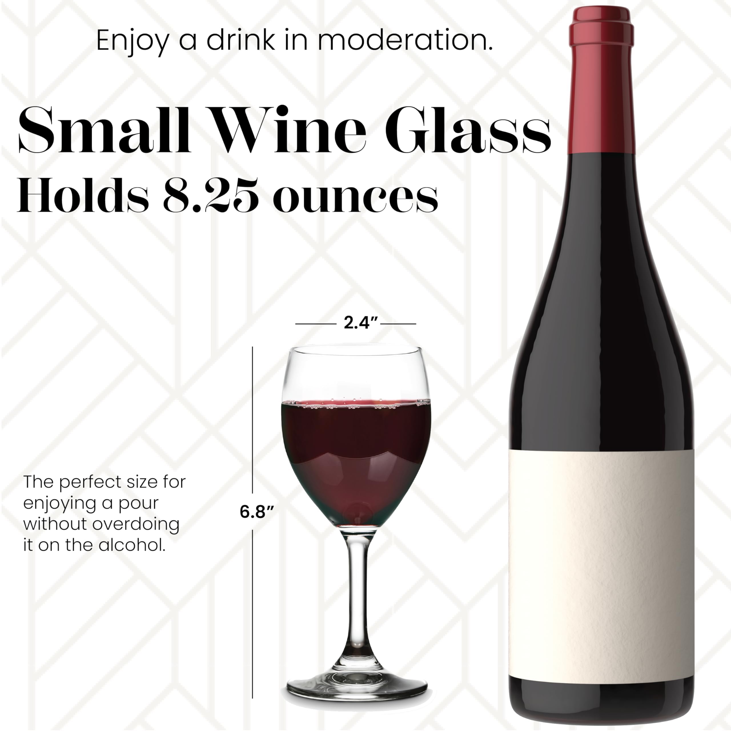 Vikko Copas de vino de cristal de 8.5 oz: copas de vino pequeñas, copa de vino para vino tinto y blanco con tallo, vasos transparentes para vino, copas de vino gruesas y duraderas, juego de 12 copas