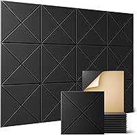 Vista 75 de Sonicism Paquete de 12 paneles acústicos de pared autoadhesivos, paneles de espuma a prueba de sonido de 12 x 12 x 0.4 pulgadas, paneles decorativos