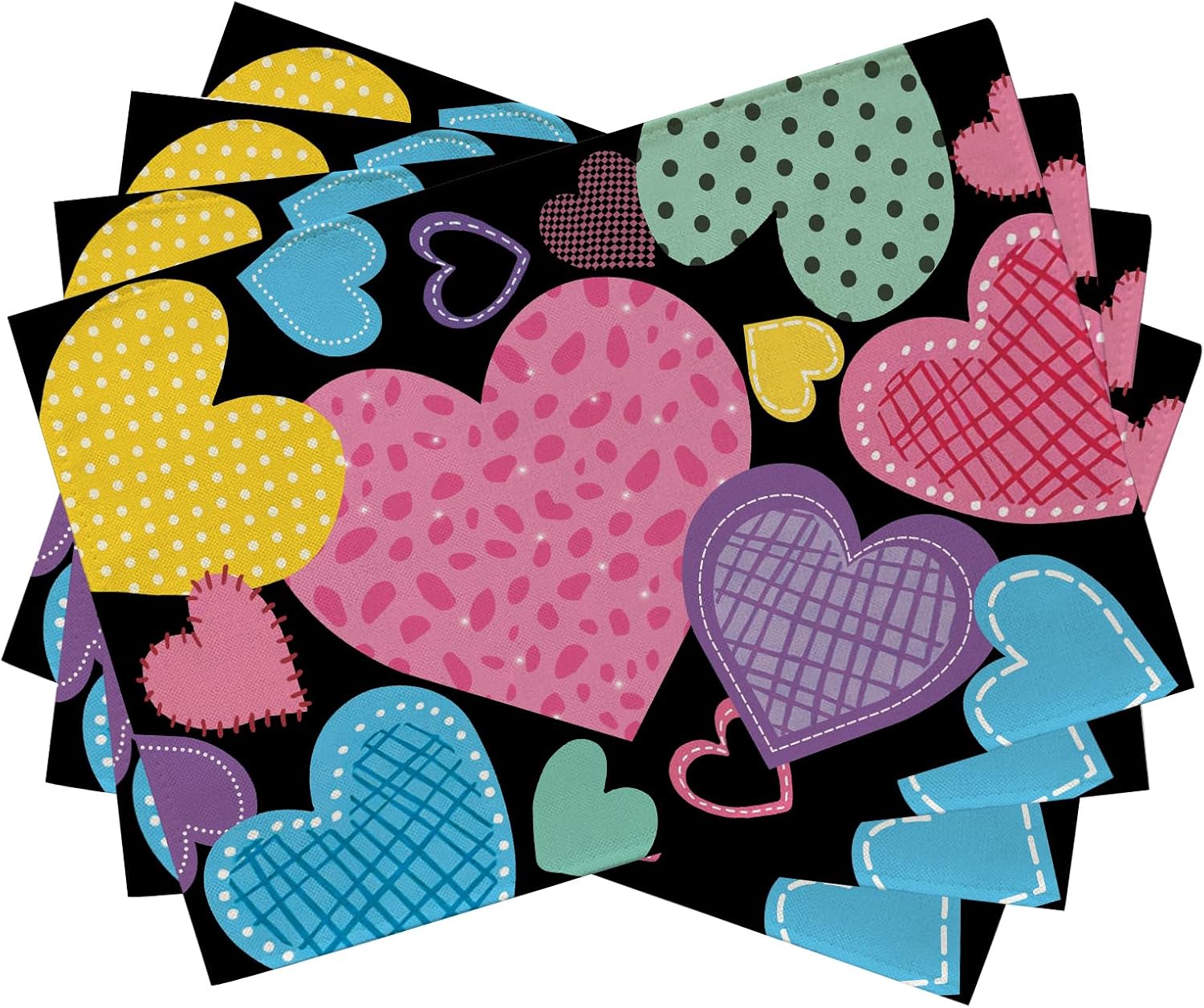 Seliem Valentine's Day Placemats Set of 4, Colorful Love