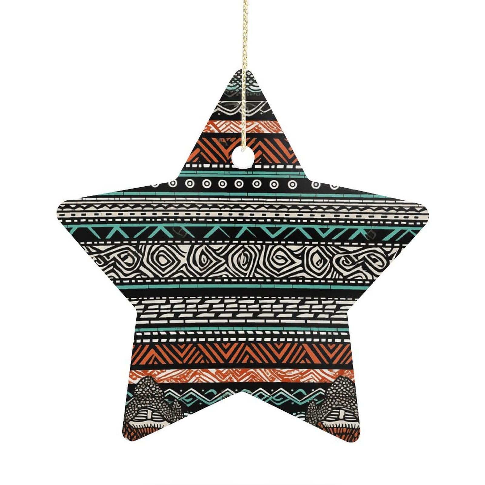 Fodpand Women's Style Ethnic Turtle Striped Ornament With String, Keepsake Hanging Decorations,Ceramic Ornaments For Men Indoor Home Holiday Party Gifts