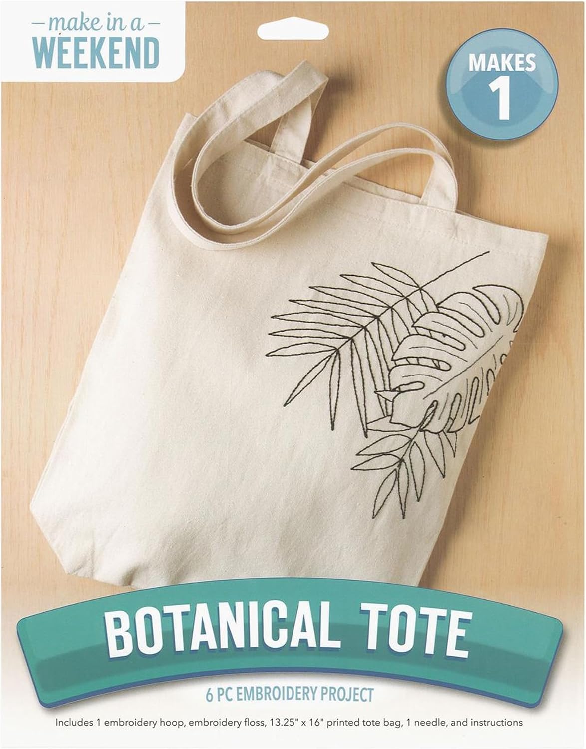 LEISURE ARTS Embroidery Kit for Beginners - Botanical Tote 8in - Cross Stitch Kit for Adults - Embroidery Patterns