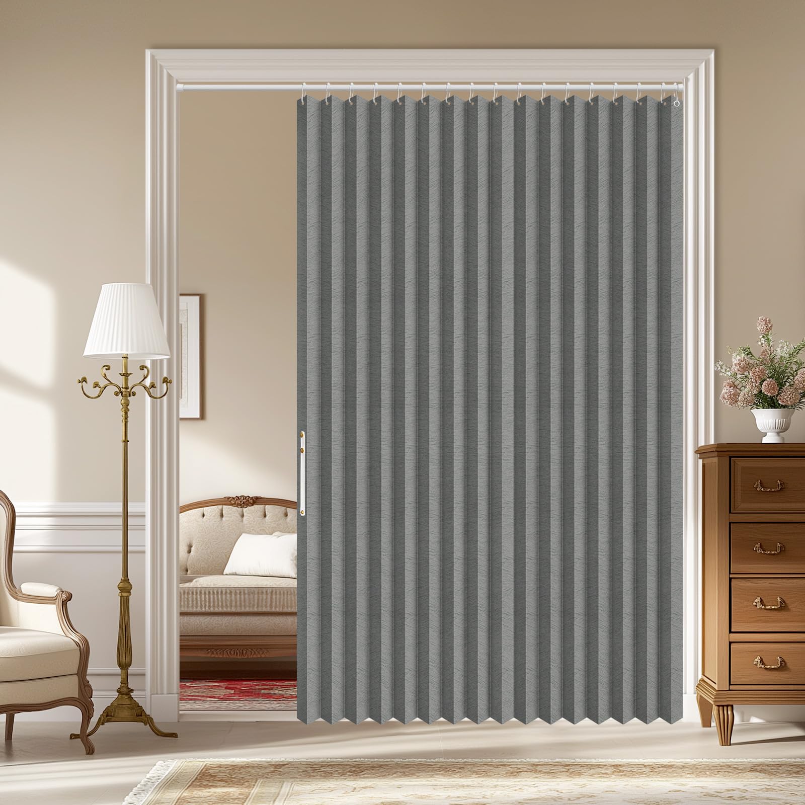 AJAZZ Blackout Magnetic Door Curtain Accordion Doors Interior Closet Door Curtain Invisible for Bedroom Room Living Room Doorway, Dark Grey 72" W x 78" L, 1 Panel
