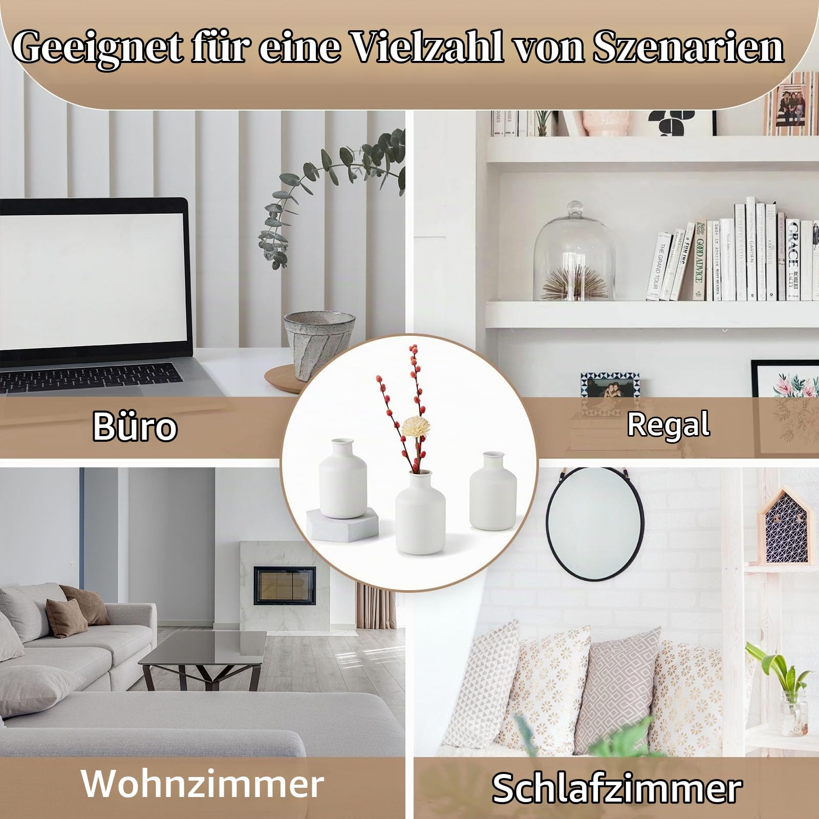 Sziqiqi Kleine Weiß Bud Vasen Set: Mini Vase für Kunstblumen 6 Pcs Nordic Metal Blumenvasen für Wohnzimmer Minimalist Little Flower Vasen für Tabelle Hochzeit