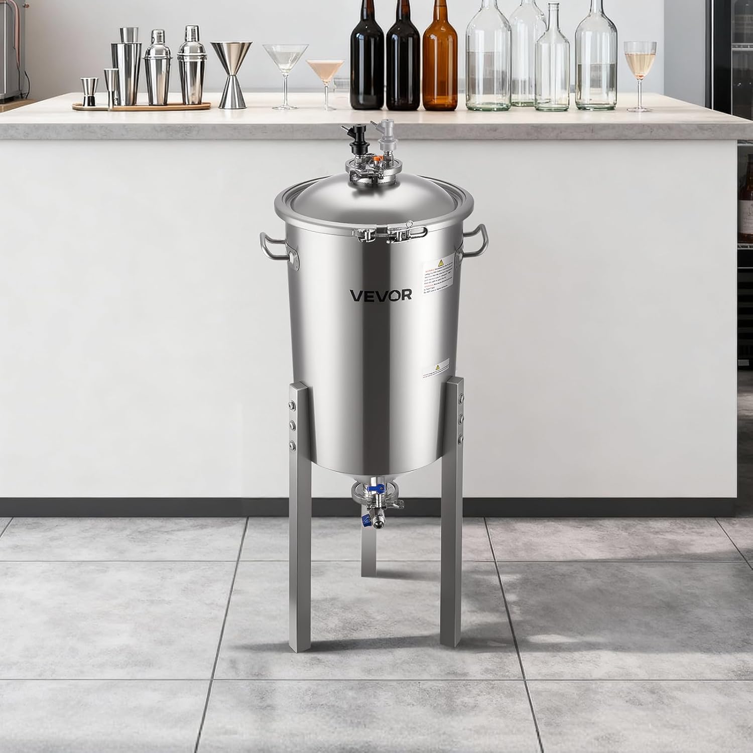 VEVOR Pressure Fermenter 15 PSI, 8 Gal/30L All-in-One Stainless Steel Conical Secondary Fermentation Bucket, for Wine, Beer Brewing Equipment