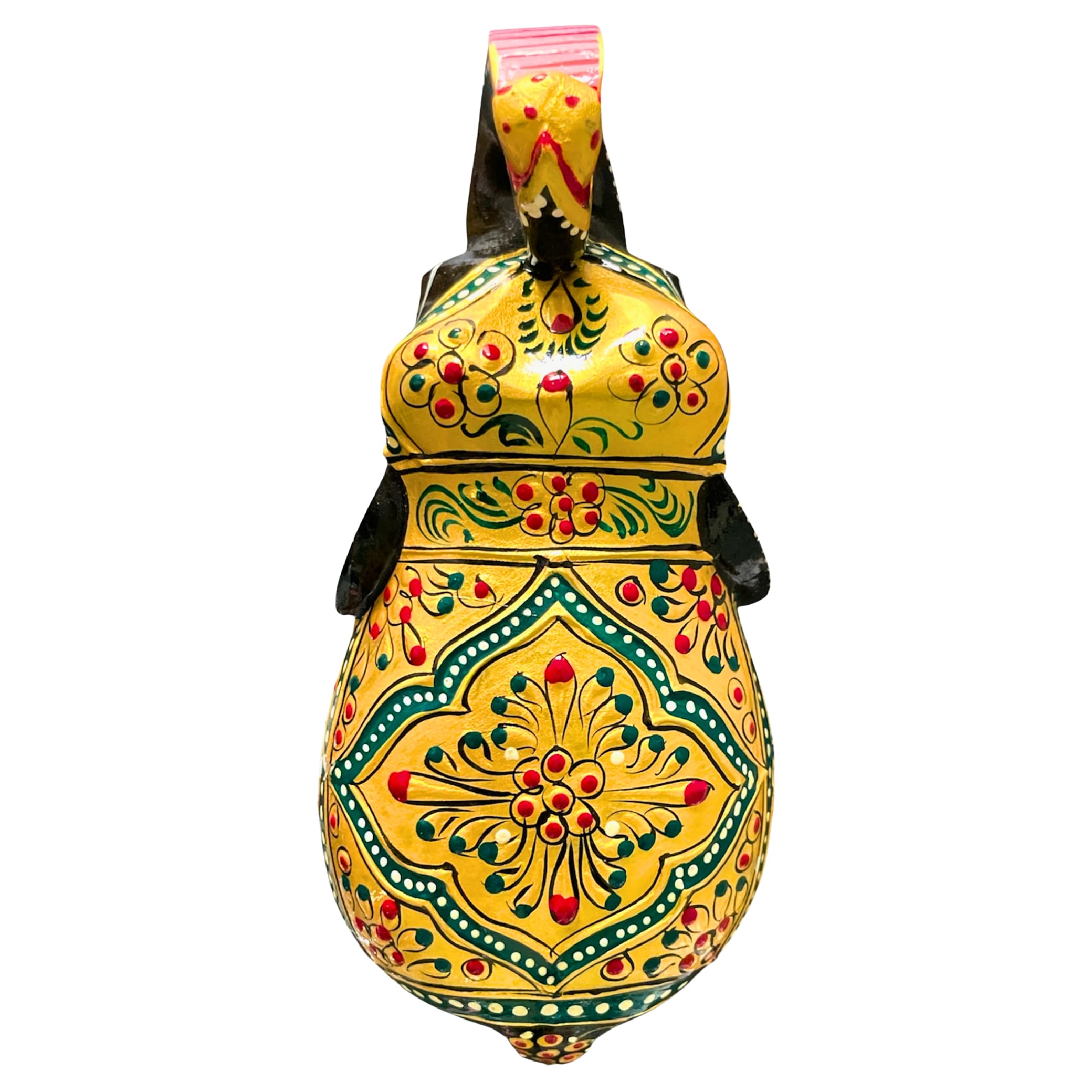 Elefante ornamentale realizzato a mano in legno, di lusso, tradizionale, portafortuna, statuetta decorativa per la casa, per soggiorno, ufficio e regali (oro e verde) (grande, 12,7