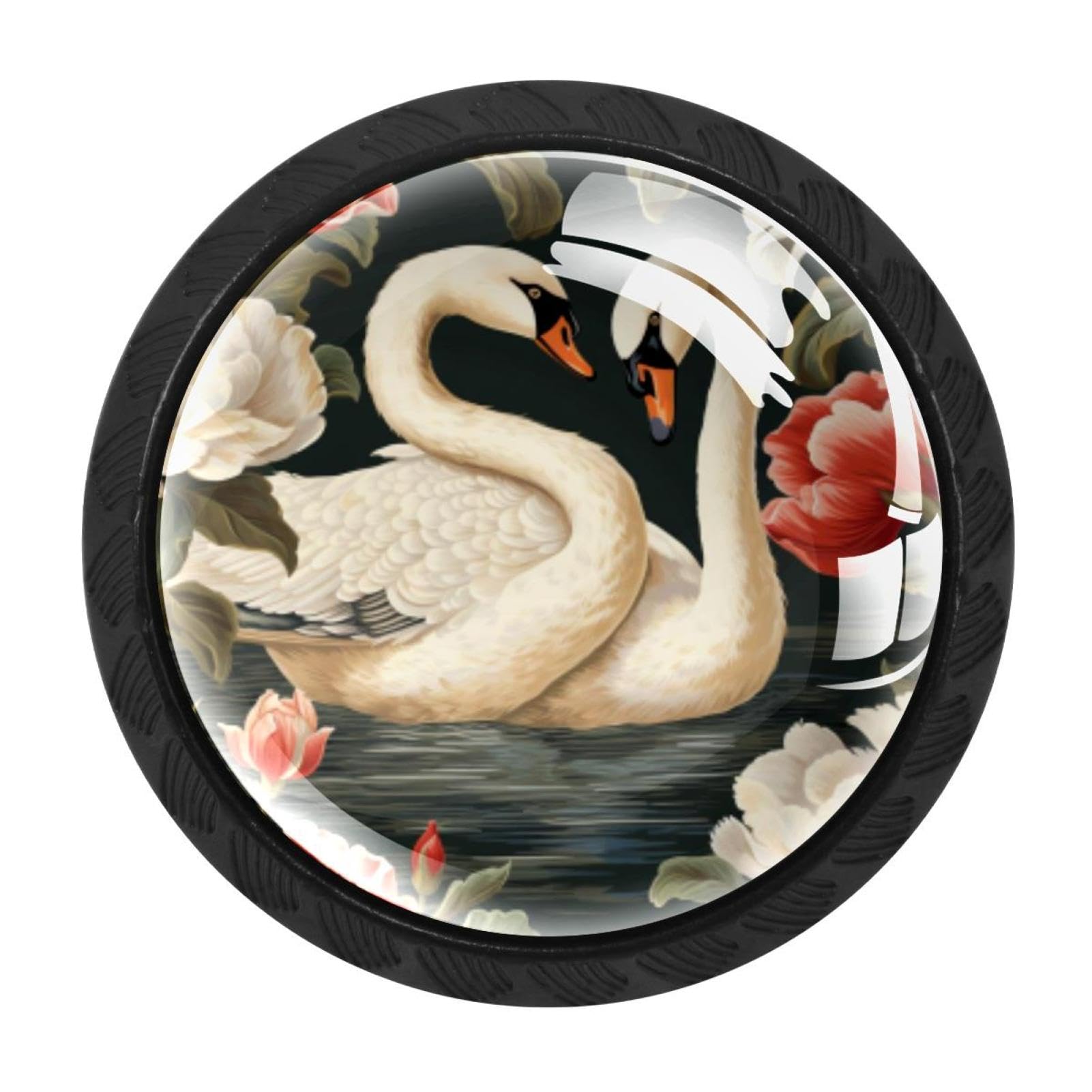 CHENZZZZ 4 Pieces Kitchen Cabinet Knobs Swan Drawer Knobs Dresser Knobs Drawer Pulls Door Knobs Dresser Drawer Handles Knobs for Dresser Drawers
