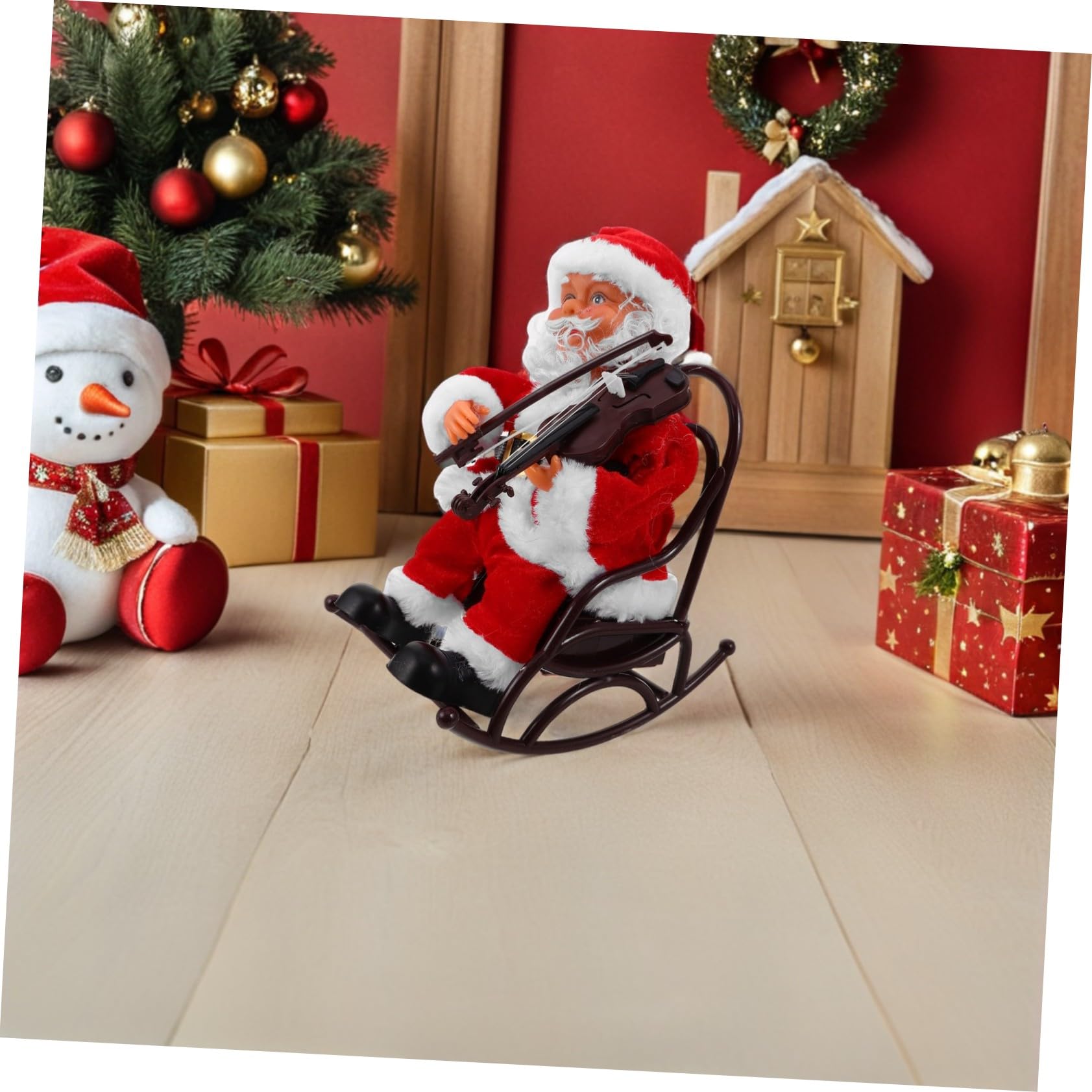 SOIMISS Juguete de Papá Noel Eléctrico Muñeco Adorable con Silla de Ruedas Juguete Decorativo Navideño para Fiestas Infantiles y Hogar Obsequio de Papá Noel