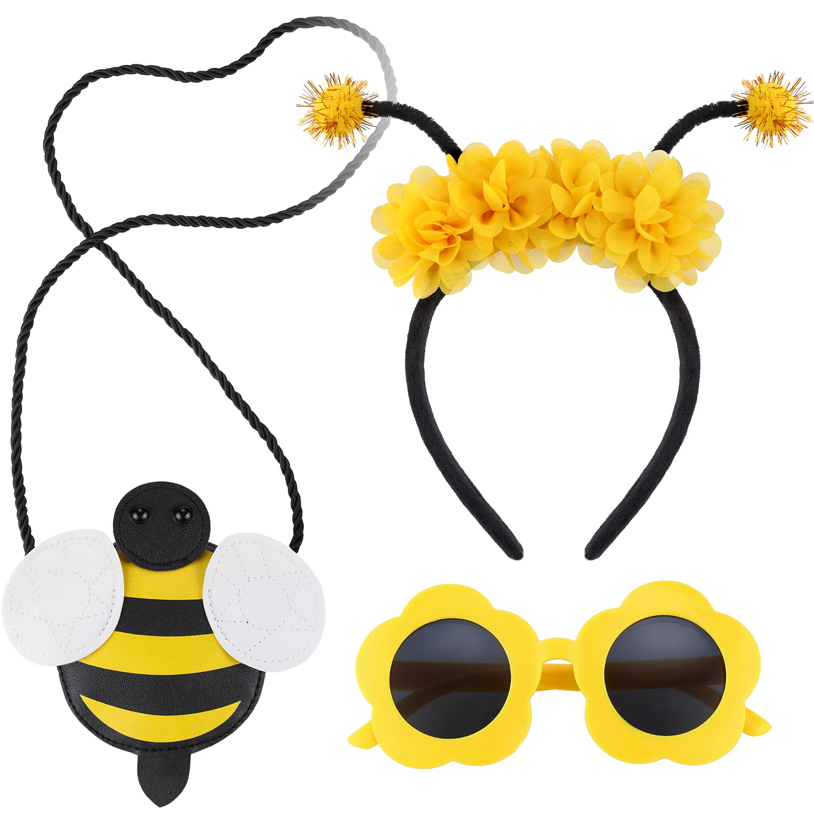 Hifot 3 Pzs Juego De Accesorios Disfraz De Abeja Para Niños Bolsa De Abeja Diadema De Abeja Y Gafas De Flores, Disfraz Halloween Niña Disfraz Bebe Abeja Para Niños 4-8 Años