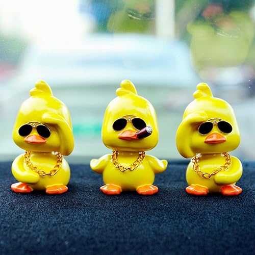 Miniatura 7 de Lindo pato amarillo adornos de coche divertido juguete de pato para coche, muñeca de cabeza Bobble para decoración de tablero de automóvil (2