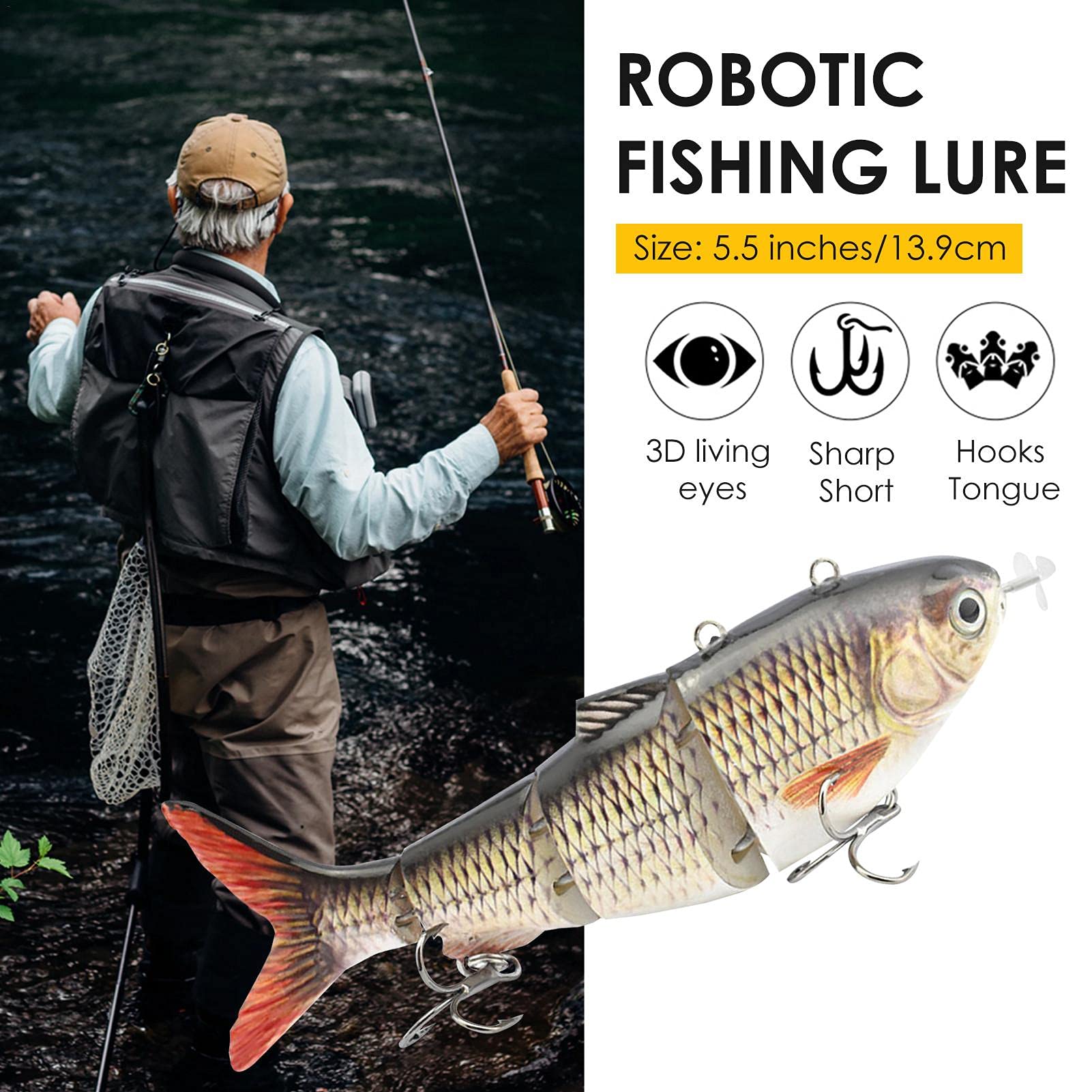 Leurre Robotisé 3D Pour Pêche – Nage Naturelle, Autonome, Anti-écaillage, Pour Brochet, Truite, Mer Et Rivière