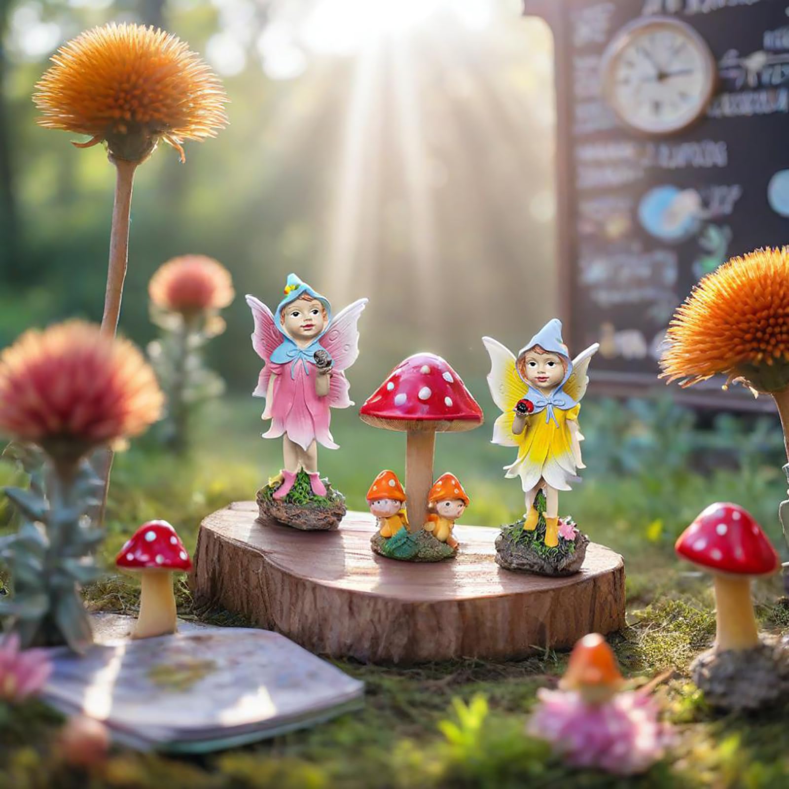 4 Fatine Da Giardino In Resina | Set Di Ornamenti Colorati Per Torte E Decorazioni | Mini Statue Per Casa E Balcone