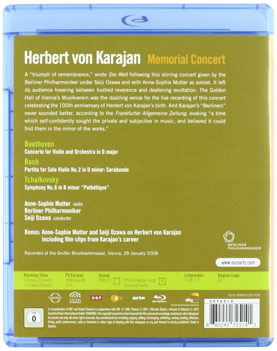 Herbert von Karajan Memorial Concert Berliner Philharmoniker Ozawa Mutter Booklet