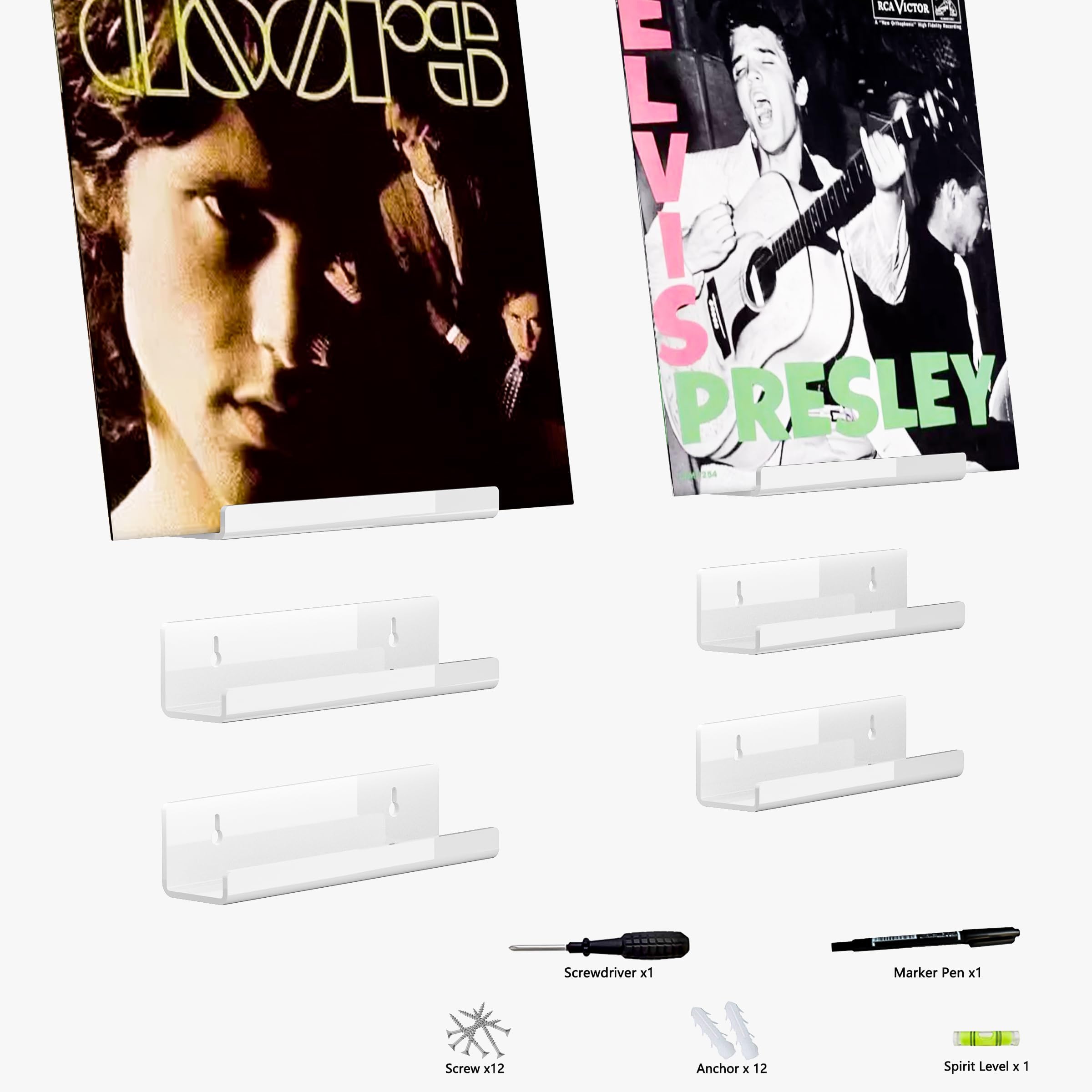 Amazon.com : Heimera Vinyl Record Shelf Wall Mount, 6 Pack 12 inch ...