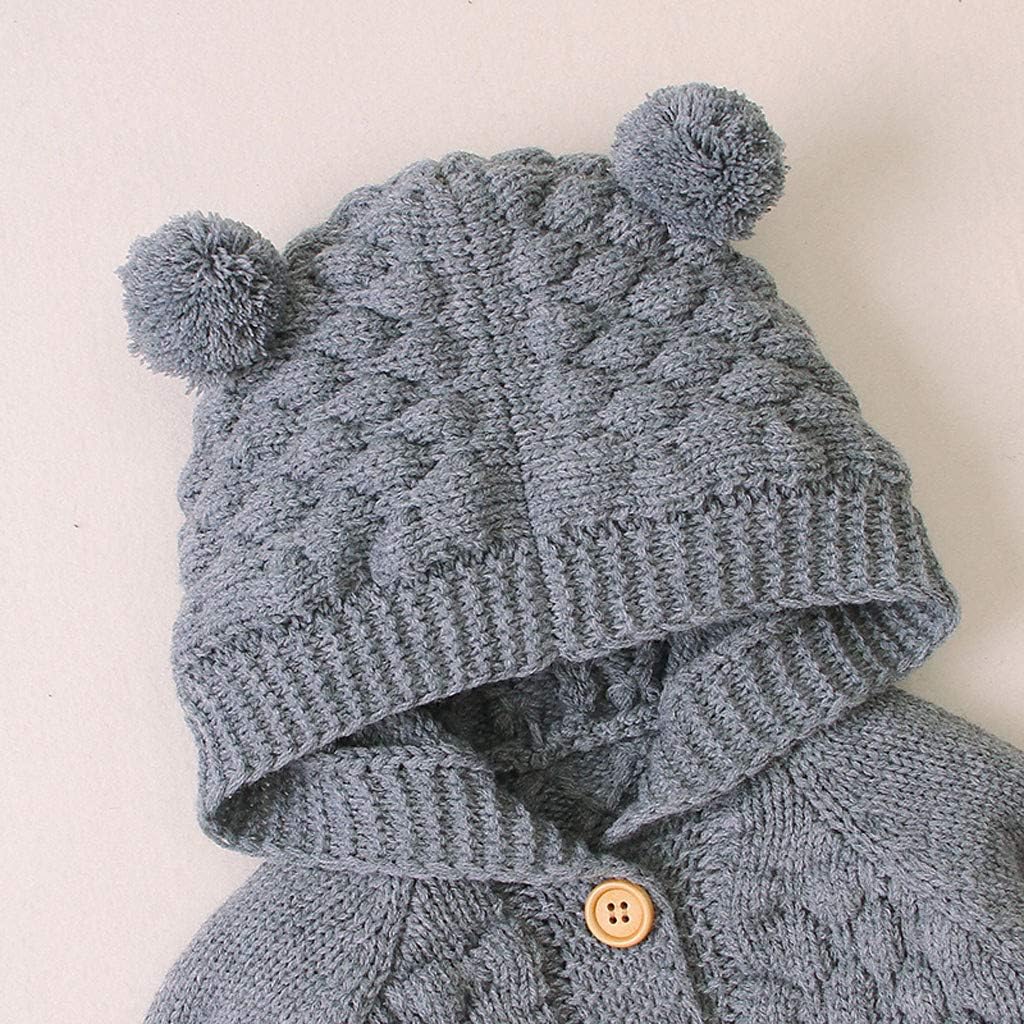 Winter Knit Girl Baby Outwear Hooded Infant Boy Coat Jacket Sweater Warm Girls Coat&Jacket Girl (Grey, 12-18 Months)