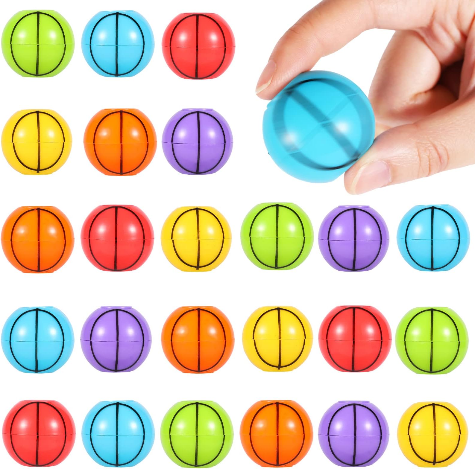 WELLVO 24 Pack Basketball Party Favors for Kids 4-8 8-12, Basketball Fidget Spinners Goodie Bag Stuffers for Classroom Exchange Fidget Toys Carnival Prizes Birthday Return Gifts Valentine Party Favors