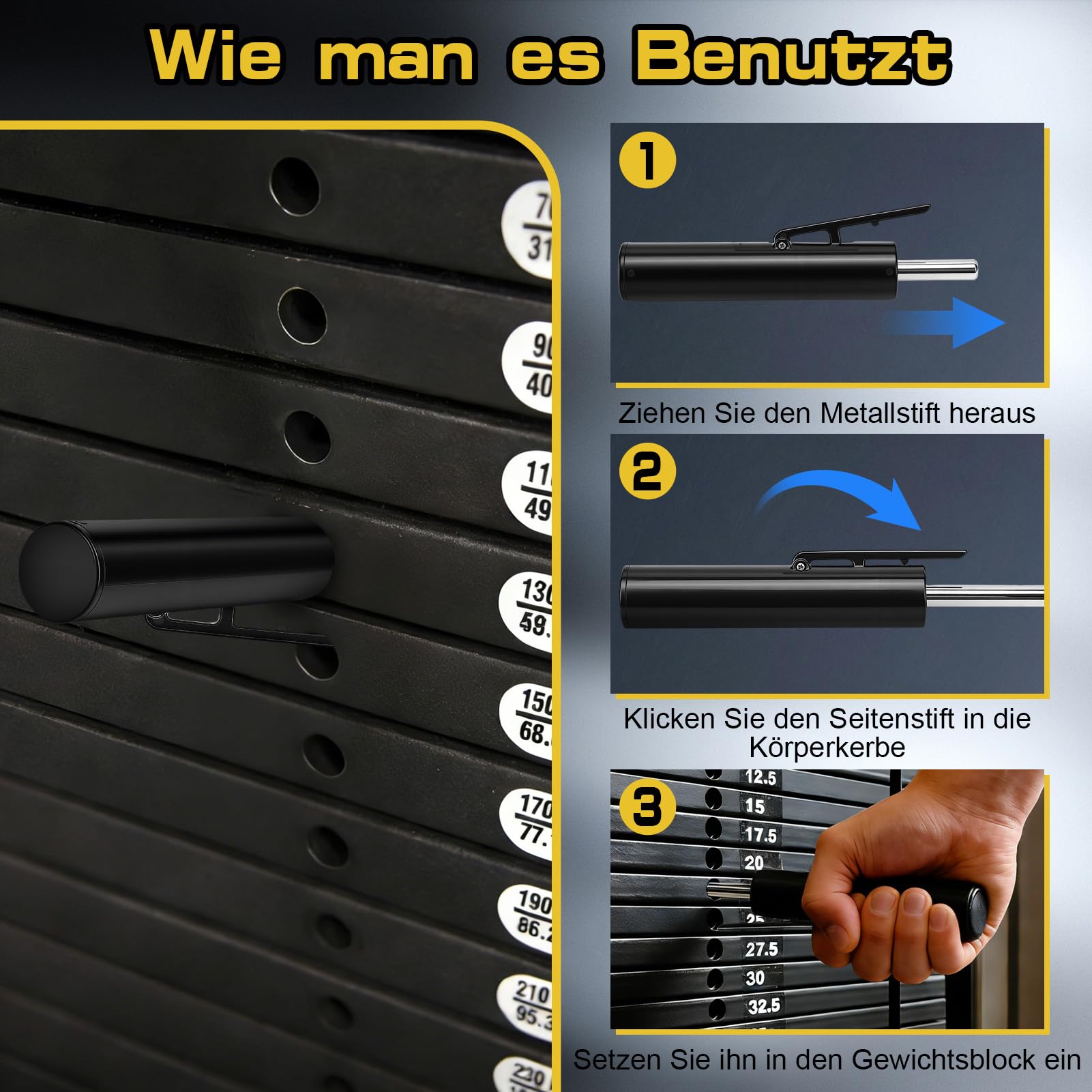 Stift Zum Abnehmen des Gegengewichts Im Fitnessstudio, ABS-Stahl-Gewichtsstapel-Maschinenstift für Fitnessgeräte, Geeignet für Krafttrainingsgeräte in Heim Fitnessstudios,