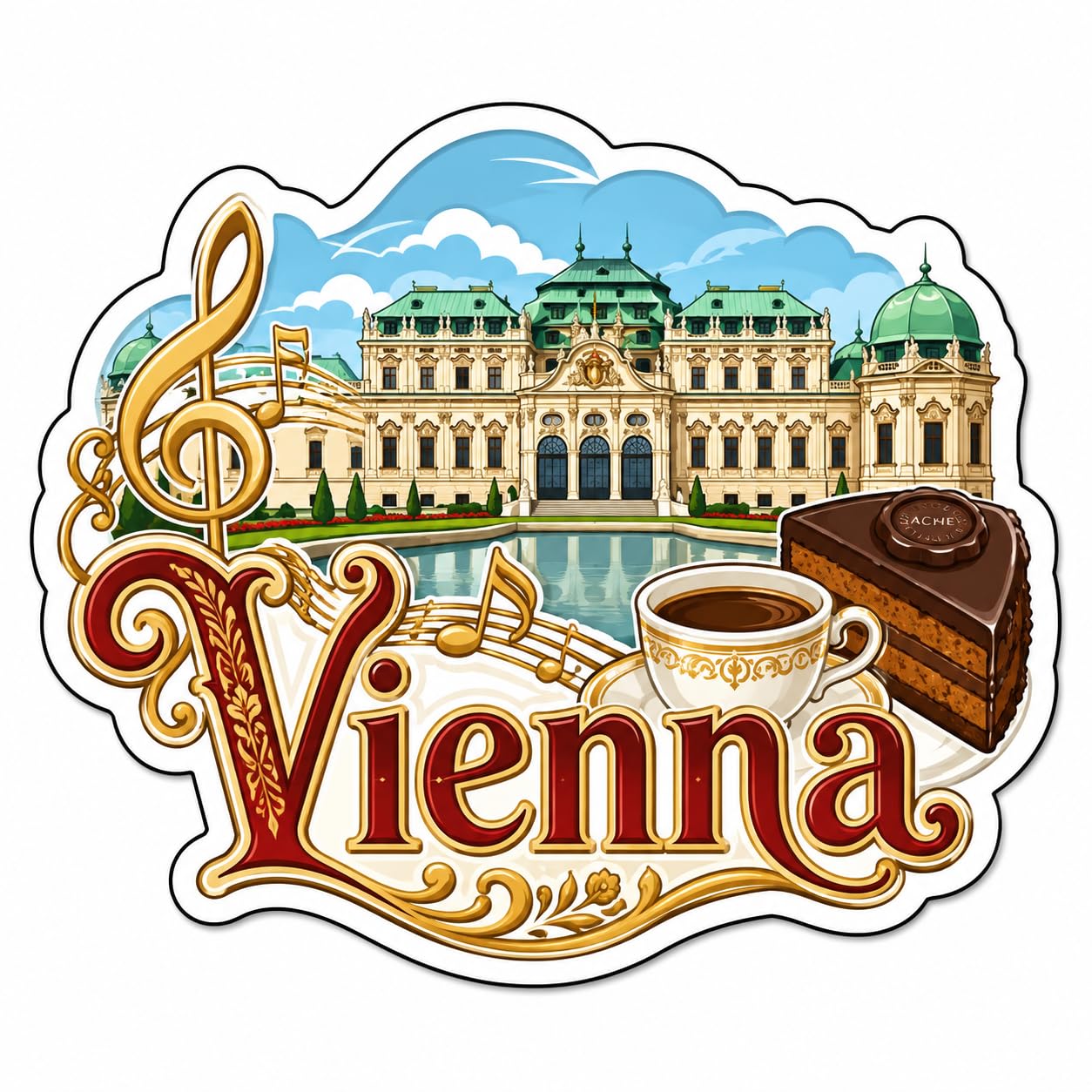 Vienna Theme Wooden Fridge Magnet Souvenir | 3x3 in Kitchen Home Decor Gift-image-12