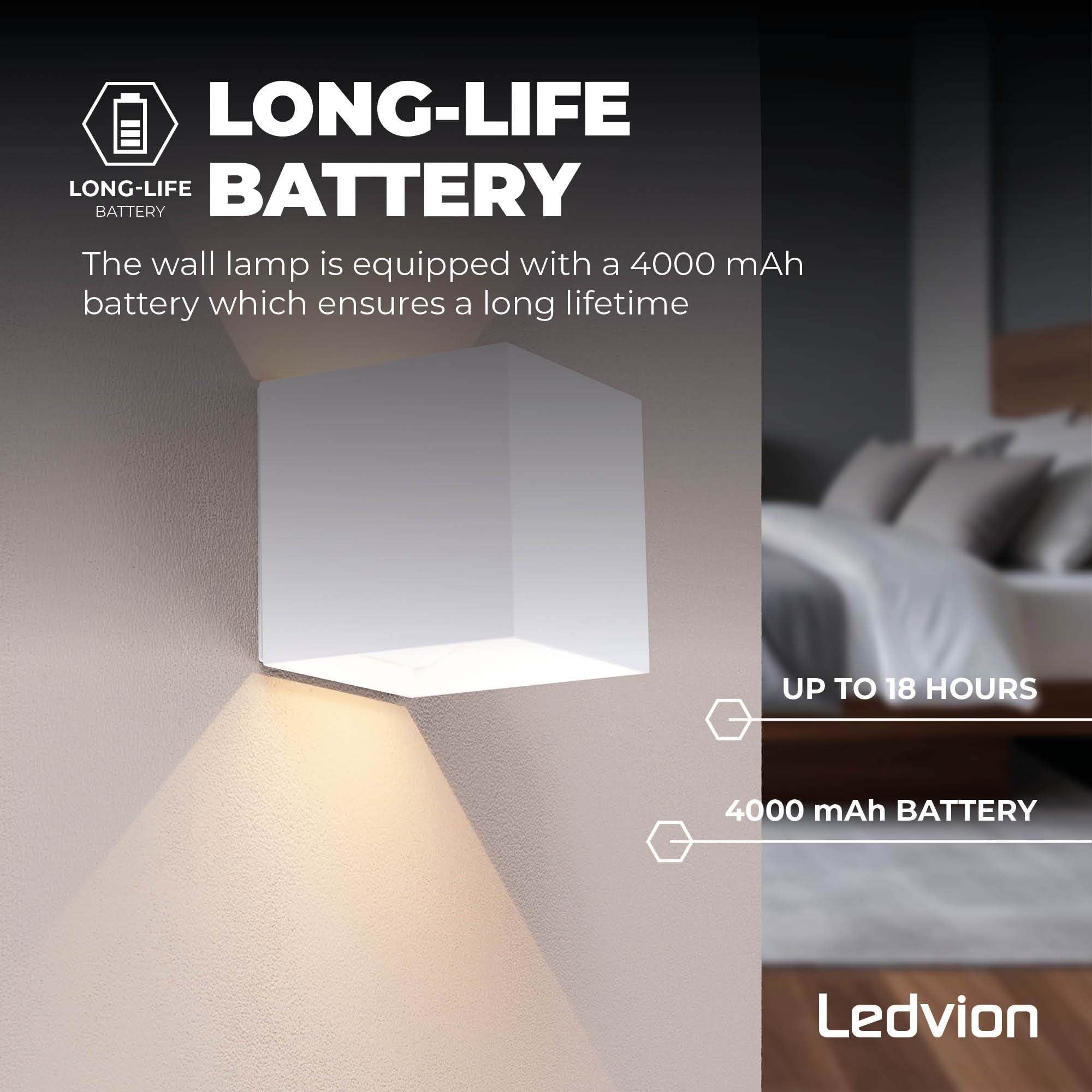 Ledvion 4er Set Wandlampe Innen/Aussen IP44 Warmweiß weiß sensor akku