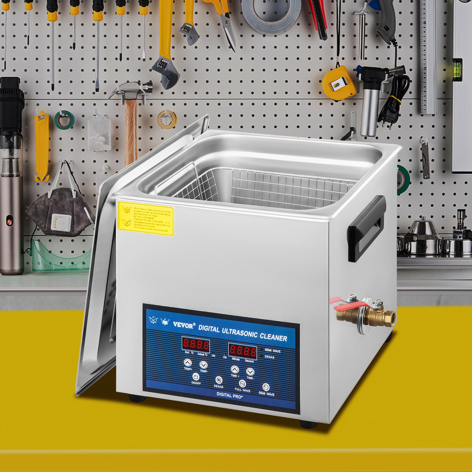 VEVOR Nettoyeur à Ultrasons Double Fréquence 10 L, Professionnel Nettoyeur à Ultrasons 220 V avec Chauffage, Nettoyeur Ultrasons en Acier Inoxydable pour Pièces Bijoux Carte de Circuit 28/40 kHz