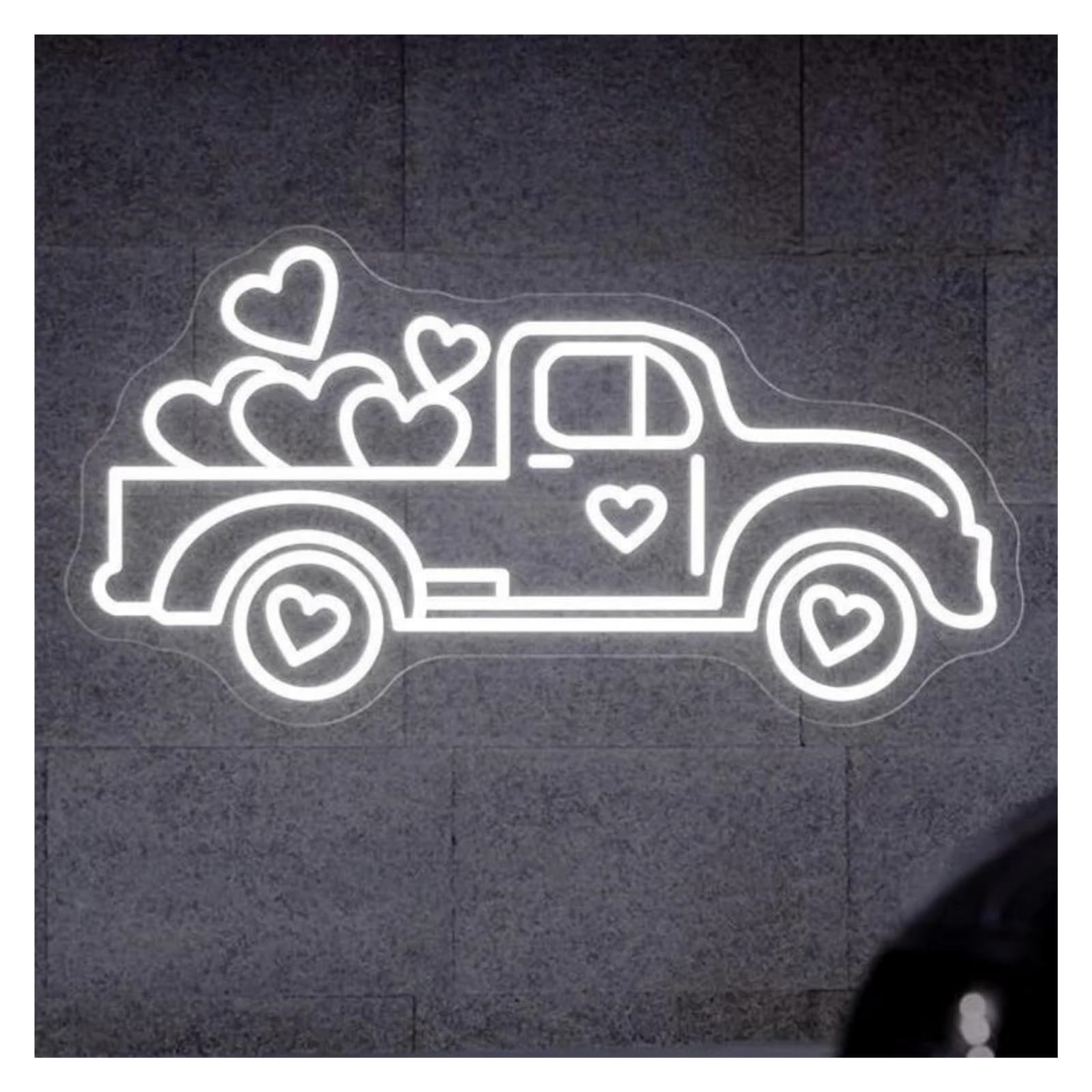 LEMST Signs Lamp Truck with Heart Neon Sign, USB Powered Adjustable Brightness Truck Neon Sign Beach Party Decor(C,27cmx50cm)