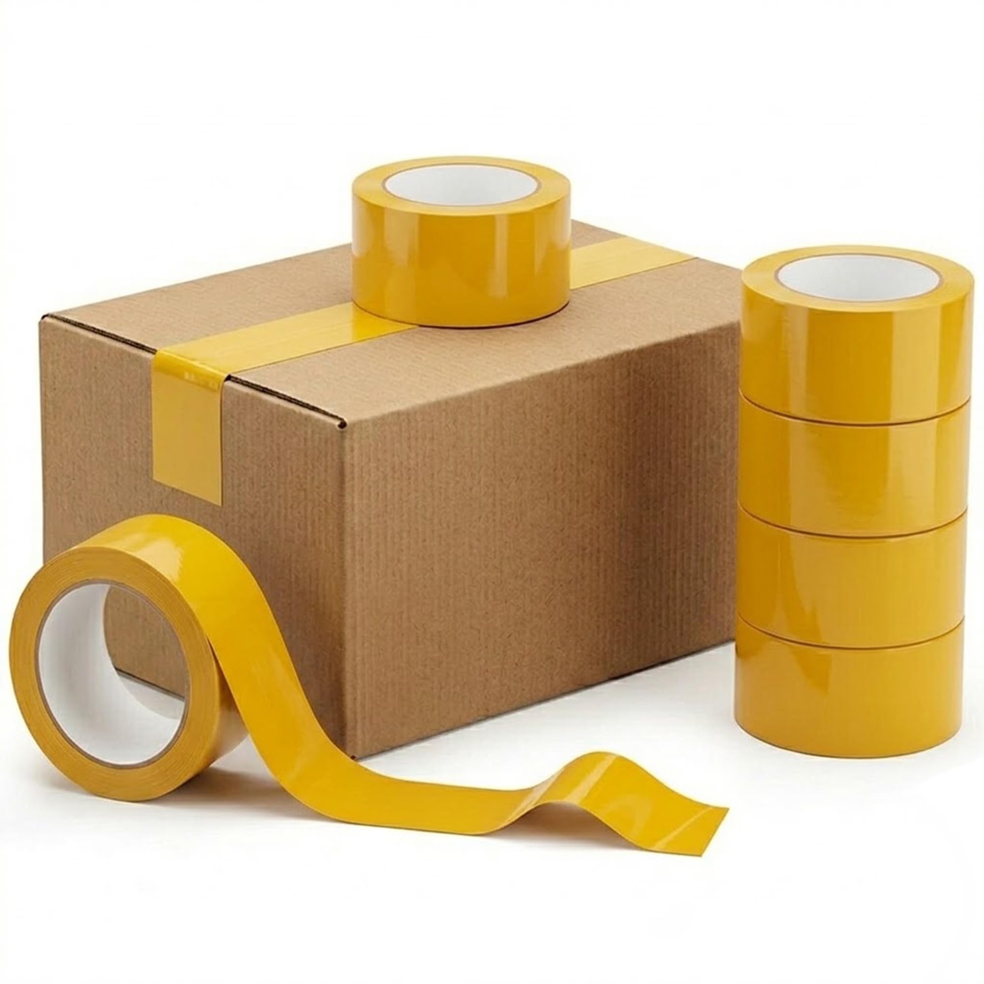 Venuscello® 12 x Parcel Packaging Tape Yellow Strong Adhesive Coloured Carton Sealing Tape 48mm x 66m for Packing Shipping Moving Storage Warehouse Office Use