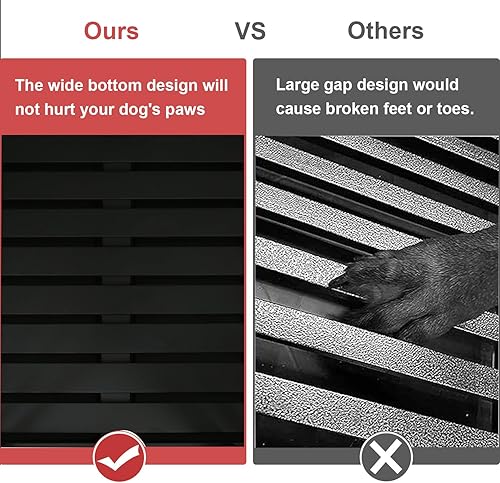 Miniatura 7 de Jaula para perros resistente de 44 pulgadas con pestillo resistente, perrera de acero grande indestructible con diseño de techo puntiagudo, jaula