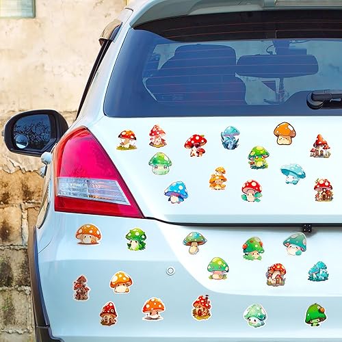 Miniatura 6 de Paquete de 50 calcomanías de hongos, decoración estética de hongos, regalos para niños, adolescentes y adultos, calcomanías de vinilo impermeables