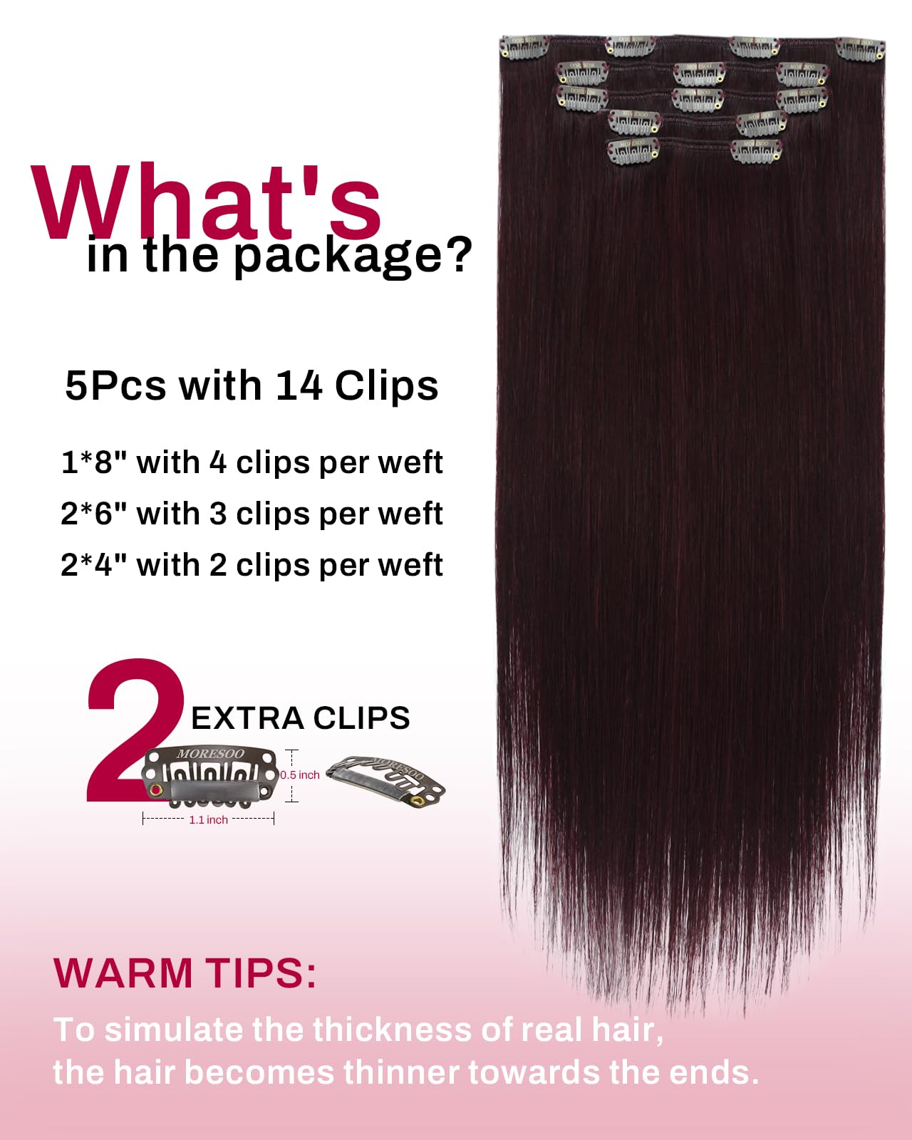 Moresoo Clip in Hair Extensions Real Human Hair Balayage Medium Brown and Blonde Real Hair Extensions Clip in Human Hair for Women Full Head 22 Inch 7pcs/120g #4/6/613 — view 203