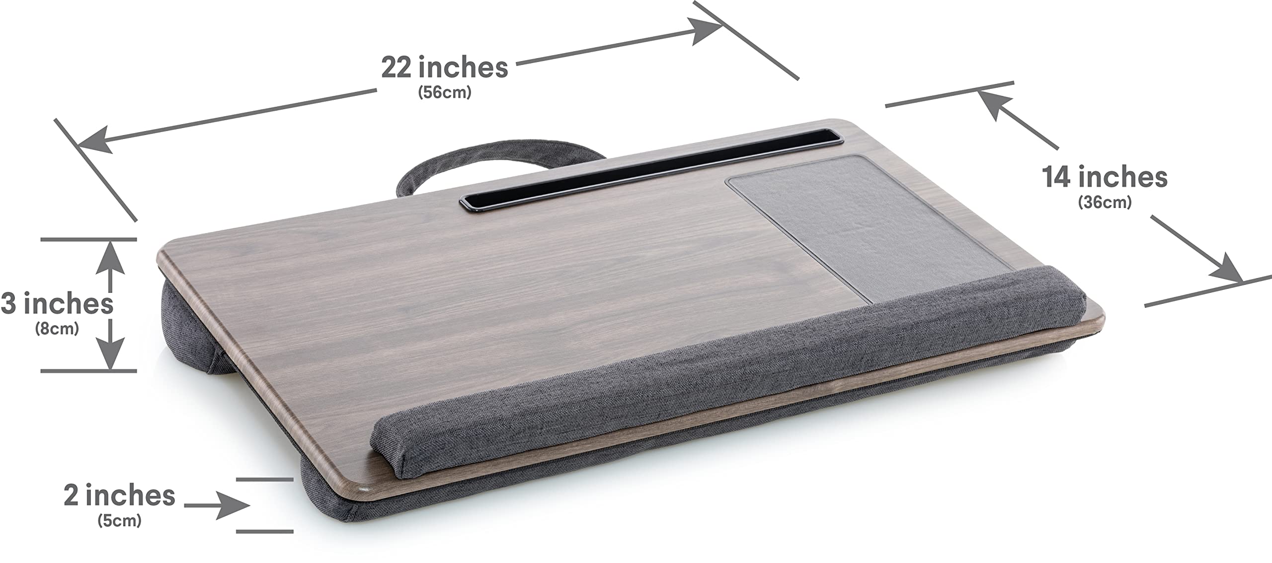 Husband Pillow - Bed Tray Desk, Adjustable Hard Wood PVC Desktop Lap Desk, Portable Laptop Table Stand Foldable Laptop Tray for Sofa Couch Floor (Large, Gray)