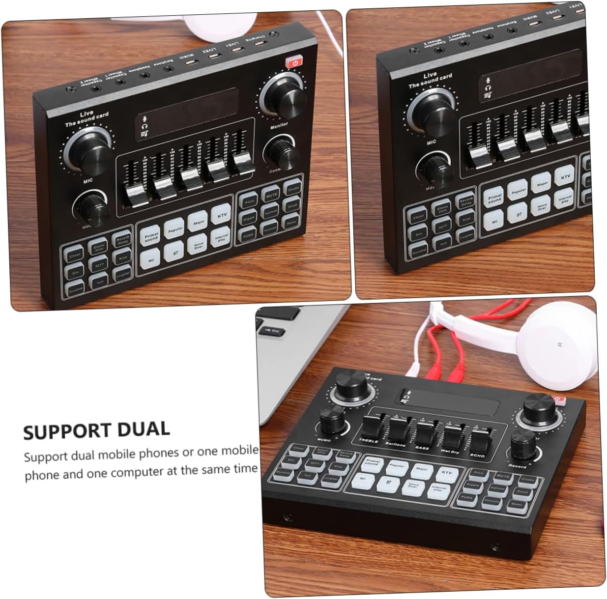 YARNOW V9 Voice Changer Sound Card Portable Audio Mixer for Phone and Computer Plug and Streaming Device Random Color Cable