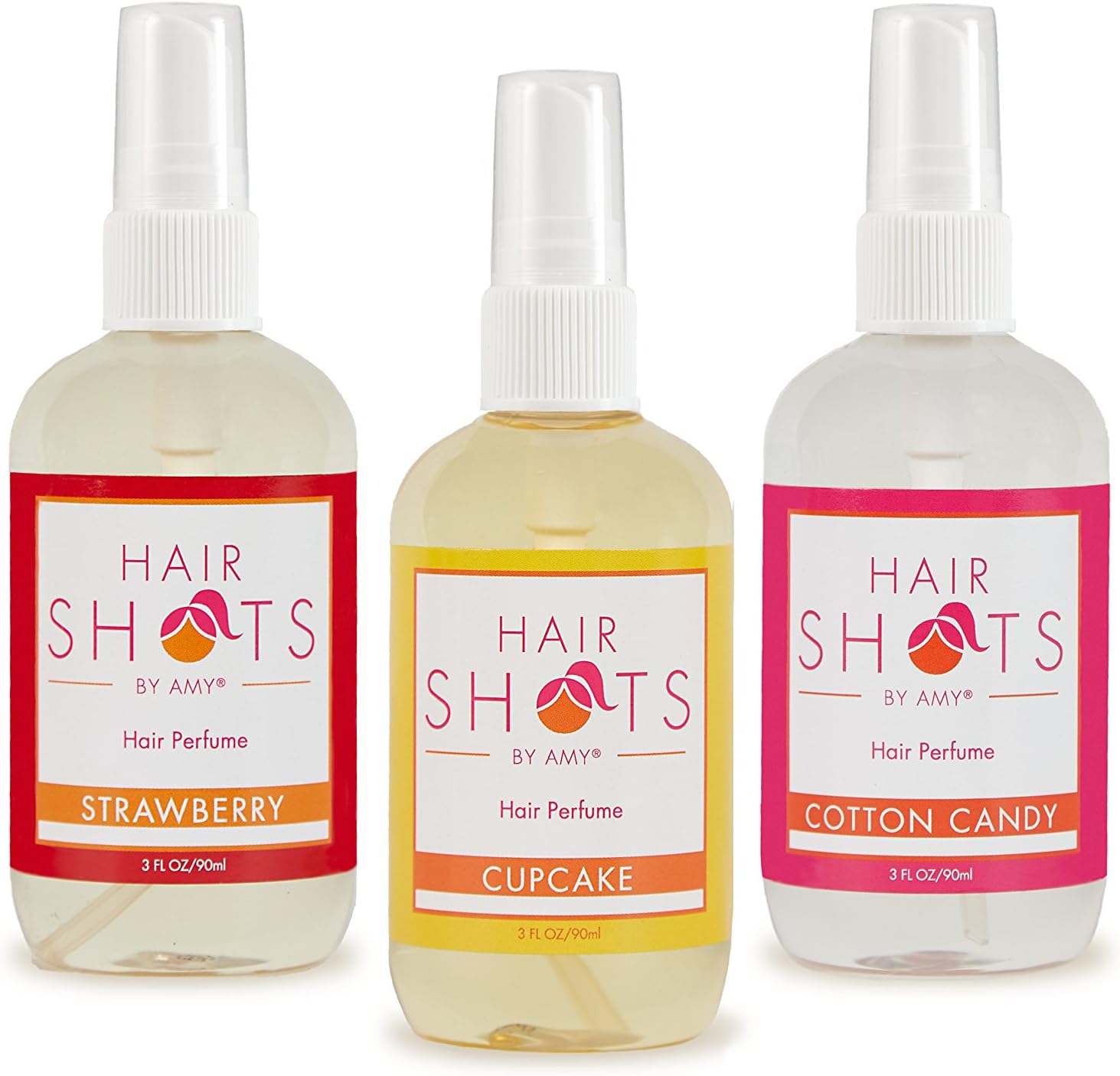 Hair Shots Heat Activated Hair Fragrance Sugar Crush Bundle 3 Items: Strawberry, Cupcake, Cotton Candy