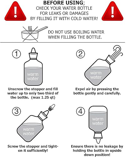 Miniatura 9 de SteadMax Paquete de 2 botellas de agua caliente, 2 litros (68 onzas), goma natural, sin BPA, bolsa de agua caliente grande duradera para compresión