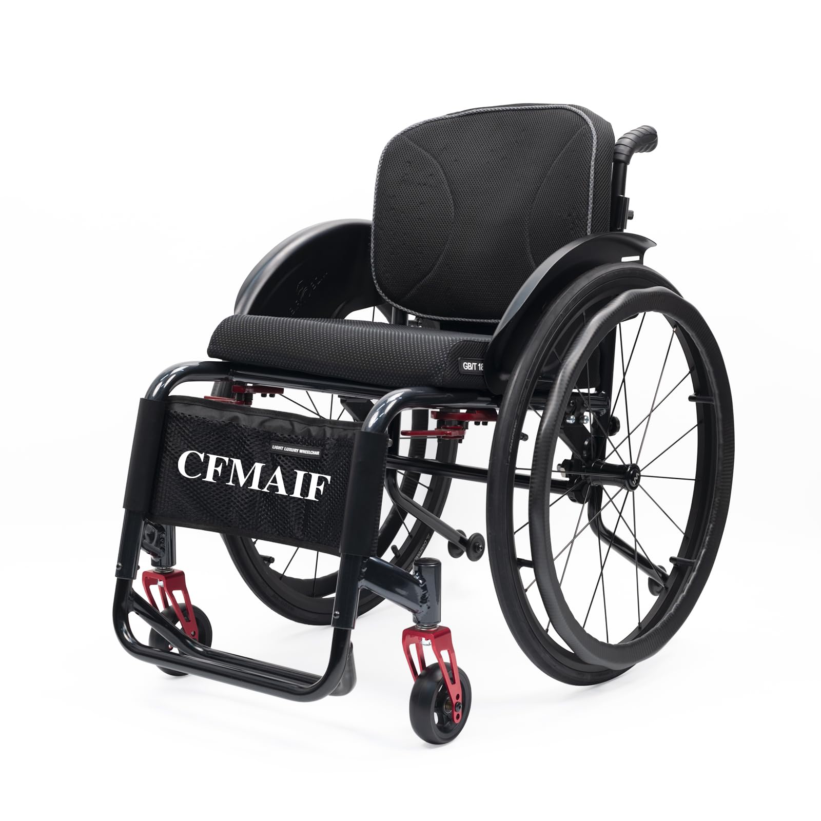 Silla Ruedas autopropulsada Ligera para Adultos, Silla de Ruedas para Deportes, Aluminio, de tránsito, Rueda de Mano de Fibra de Carbono(38cm/14.9in Seat,Sports)