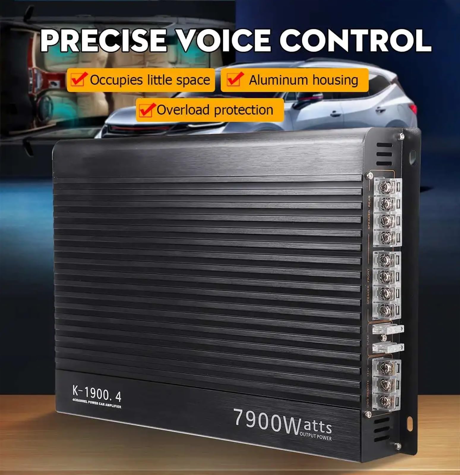 Amplificador de Audio, Amplificador, Amplificadores De Potencia Estéreo del Subwoofer Audio La Aleación Aluminio Potentes 4 Canales Coche 12V 7900W,para Fiesta, televisión