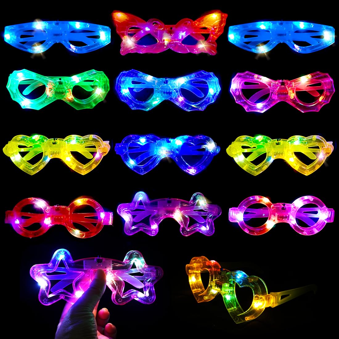 Sprinlot Gafas LED, Gafas Luminosas de Fiesta, Gafas Intermitentes de Fiesta, Regalos de Cumpleaños Fiesta de Carnaval Cosplay para Niños Adultos