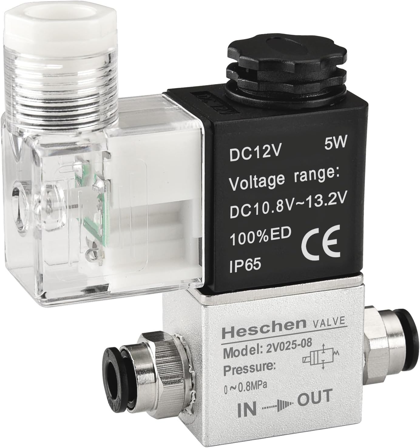 Electrical Pneumatic Solenoid Valve 2V025-08 12VDC PT1/4 2/2 Way Normally Closed IP65 CE