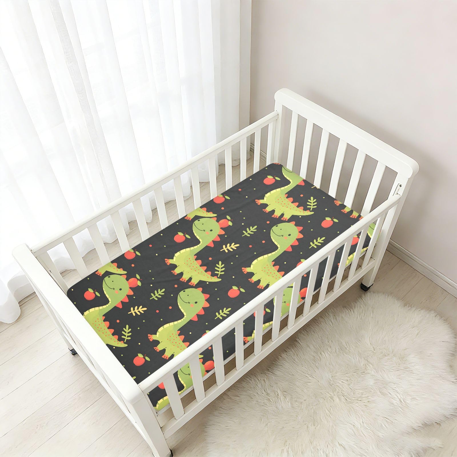 Drap-housse doux pour berceau de bébé motif dinosaure pour garçons et filles, 71,1 x 132,1 cm