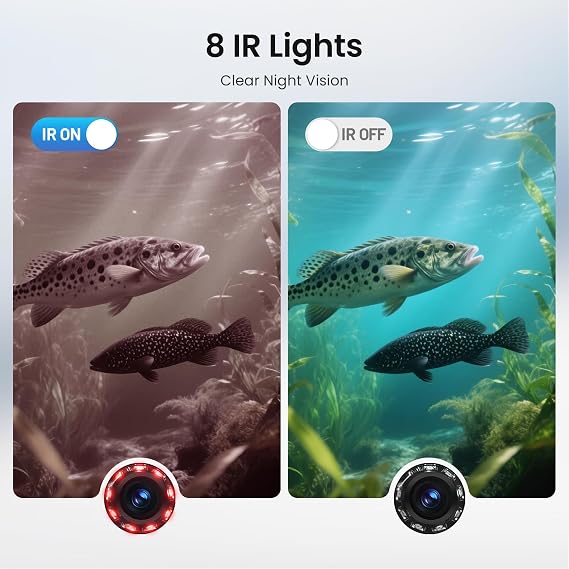 Eyoyo Portable Fish Finder, 5 Underwater Fishing Camera 720P w/ 32GB | 10000mAh 10H Battery w/ USB-C Charge, 66FT Cable, 160FOV & 8 IR Night Vision Lights, Perfect for Ice, Lake & Boat Gear