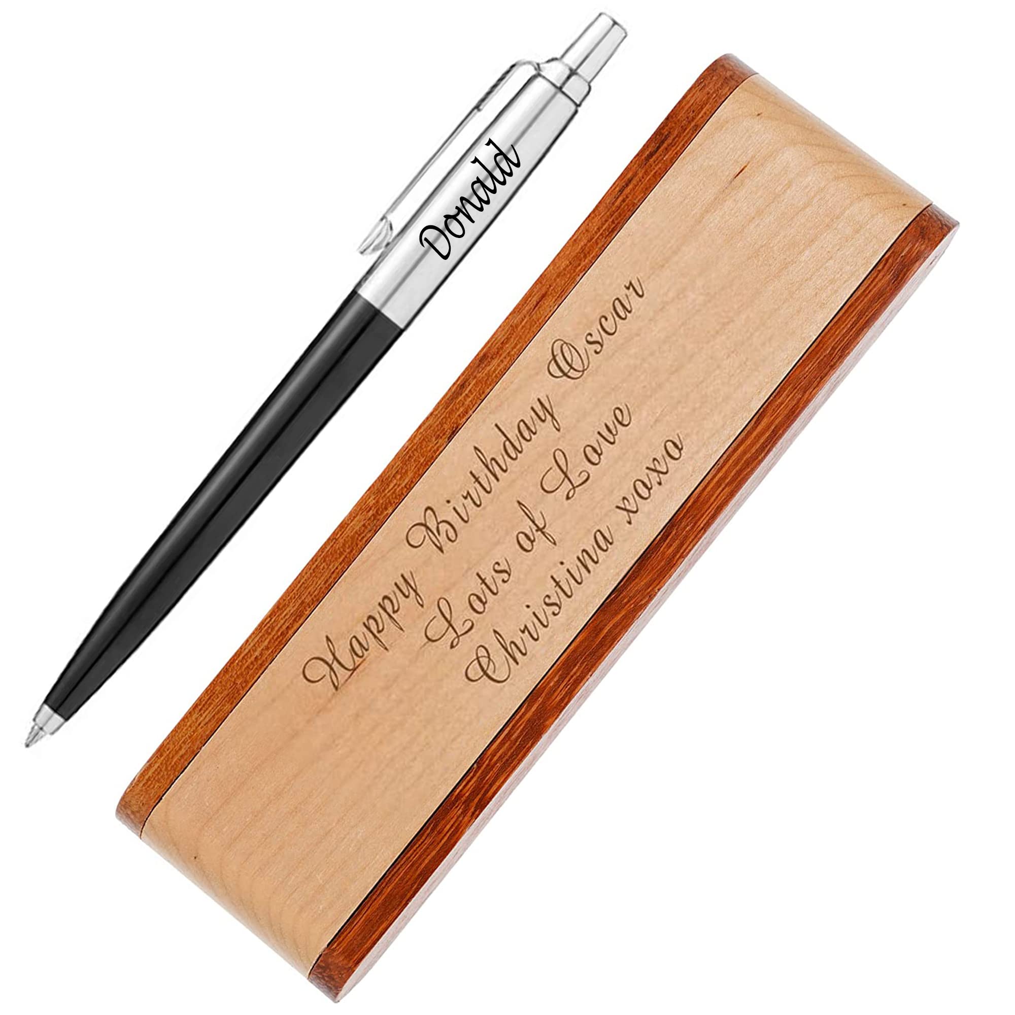 PARKER Personalised Engraved Jotter Original Ballpoint pen, Gift for Men and Women, Birthdays and More – Custom Engraving Included – Beautiful Wooden Gift Box, Black