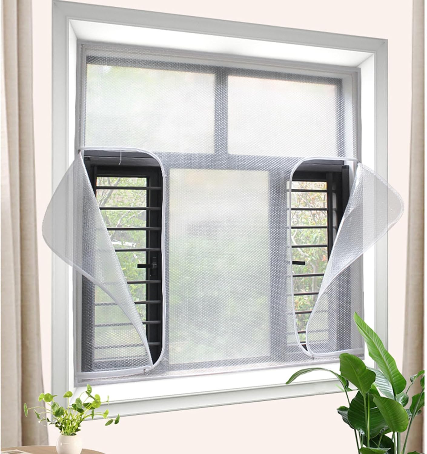 Window Insulation Film, Weatherproofing Window Insulation Kit, Self-Adhesive Thermal Insulated Curtains, Cold Protection Film, Window Insulation Seal Kit,WxH-140x250cm/55 * 98in