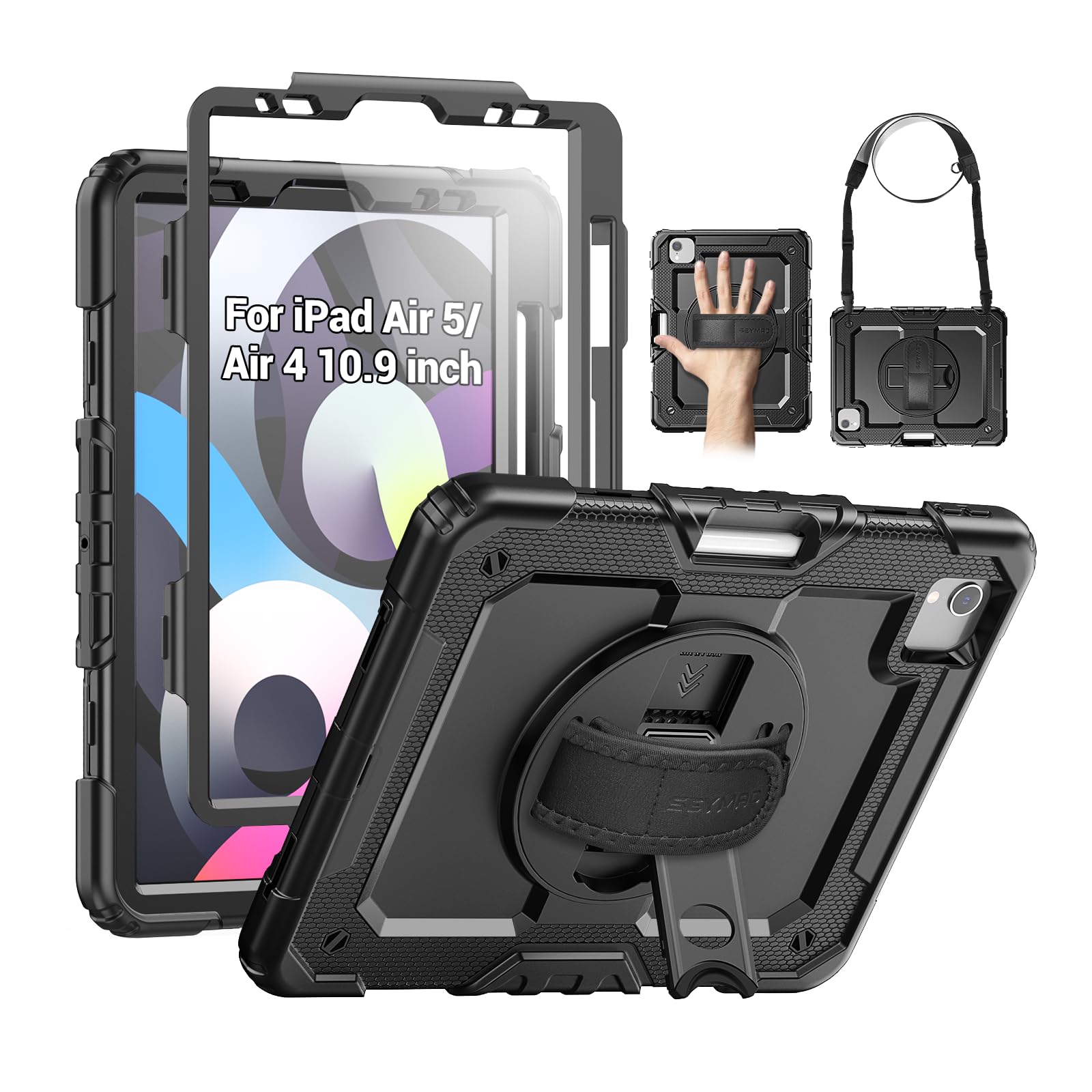 SEYMAC Case for iPad Air 5th/4th Generation 10.9 Inch, Black