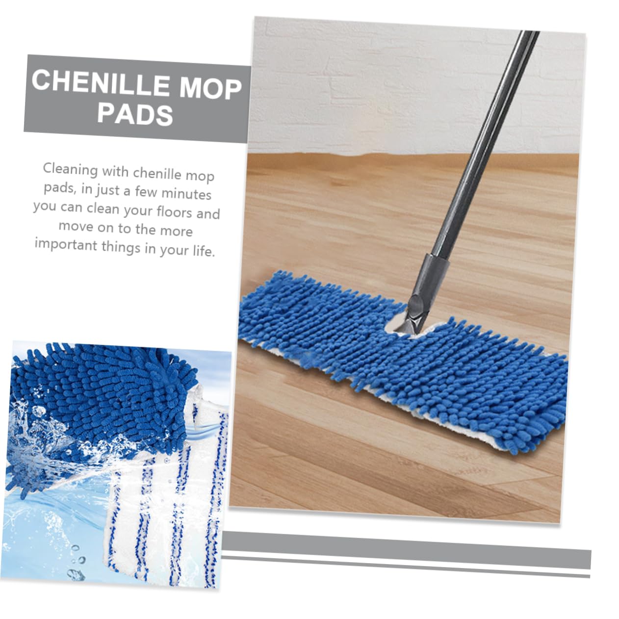 Ipetboom 6pezzi Panni Sostitutivi Chenille per Mop Ricambi Riutilizzabili per Pulizia Pavimenti Assorbe Sporcizia Compatibili con Superfici Ceramica e Piastrelle