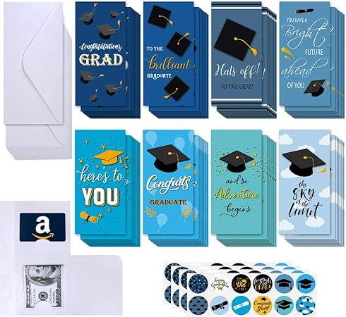 Amazon Supla 48セット 卒業式 おめでとう カード おめでとう お金 カード おめでとう 白紙 おめでとう グリーティングカード 封筒付き ステッカー 大学高校卒業用 グリーティングカード 文房具 オフィス用品