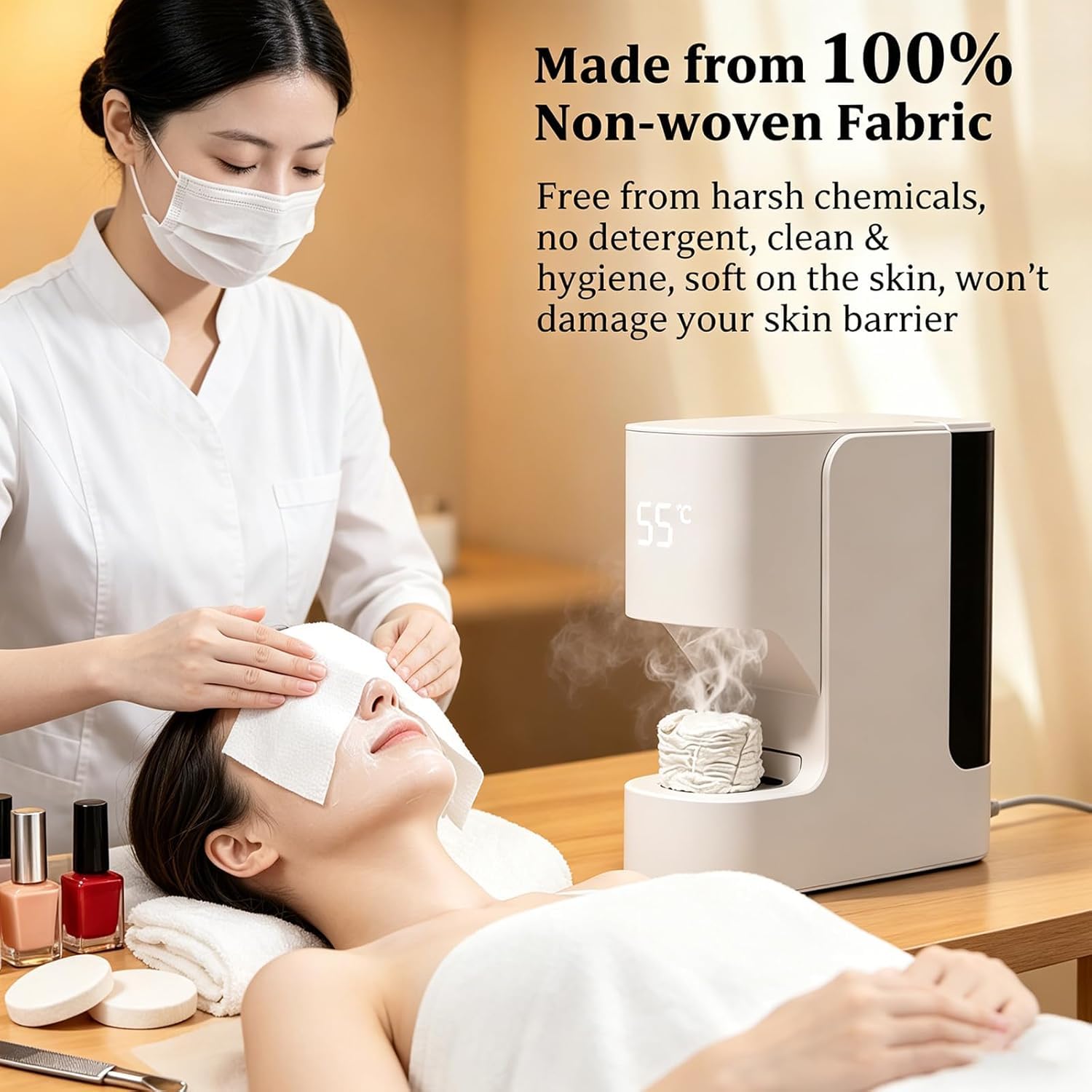 Automatischer Handtuchwärmer, Konstante Temperatur 55 °c, Intelligente Sprachausgabe, Ideal Für Wellness Und Badezimmer, Inklusive 20 Komprimierten Handtüchern, Machine+Towel