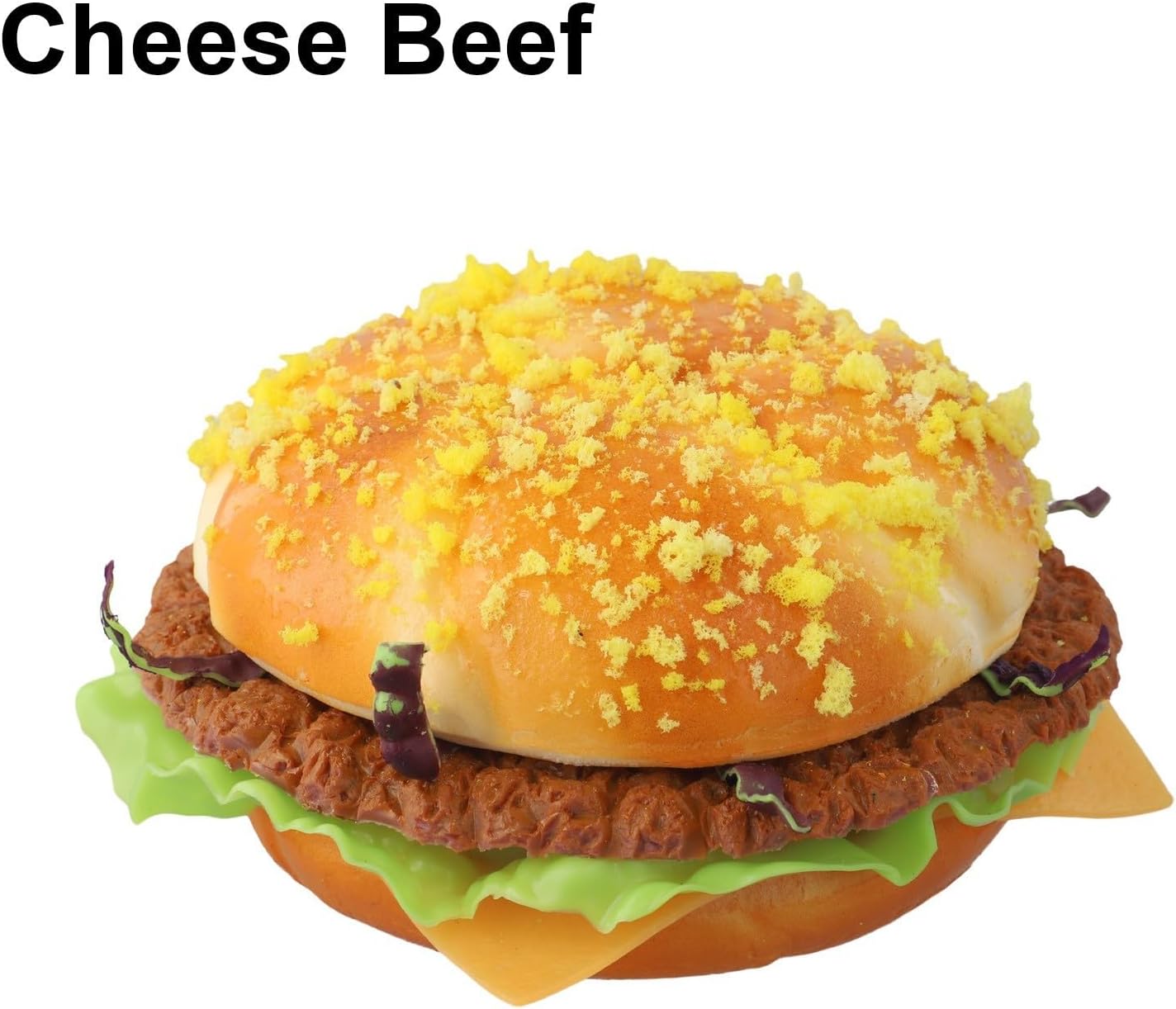 Realistic PU Simulation Burger Model Food Toy Role-Playing Games, Shop Decoration, Bakery Display or DIY Craft Stall – 17 x 6.5 x 7.5 cm, Refrigerator Magnet Compatible(Cheese Beef)