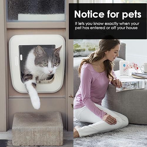 Vista 6 de GREENCYCLE Timbre inalámbrico abierto para puerta, 1 sensor magnético de alarma de puerta, funciona con pilas, no se puede utilizar solo, debe